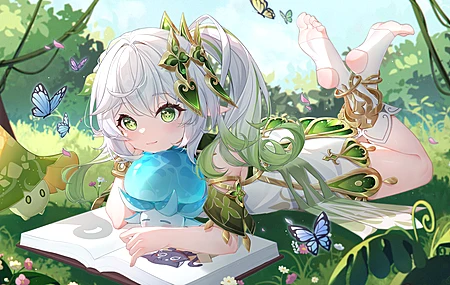 白发 马尾辫 侧马尾辫 绿色眼睛 精灵女孩 电脑壁纸 4K壁纸