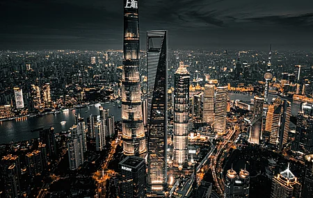 城市 夜晚 灯光 摩天大楼 建筑 景观 上海  电脑壁纸 4K壁纸