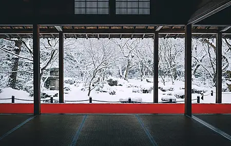 亚洲建筑 冬天 雪 树木 室内设计 电脑壁纸 4K壁纸