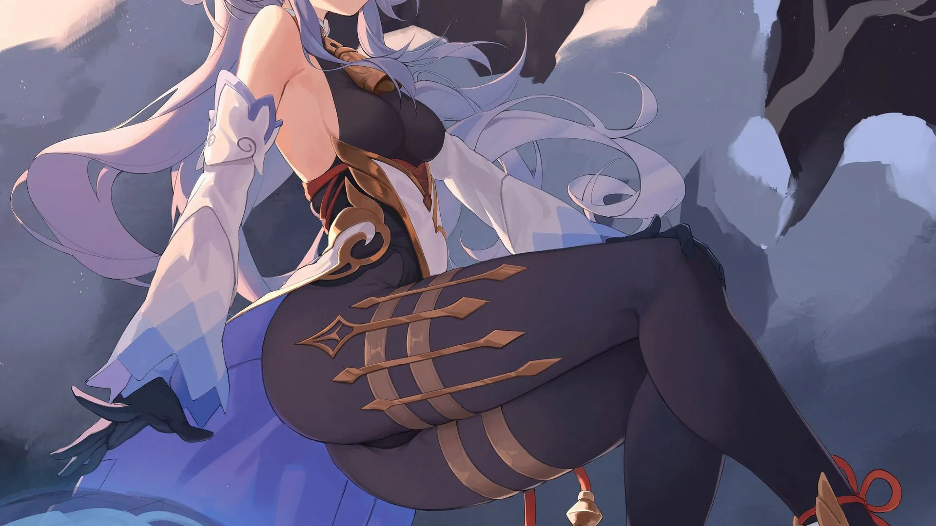  原神 紧身衣 漂浮 棕色眼睛 赣语 原神 紧身衣 号角 动漫女孩 手机壁纸 4K壁纸