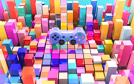 彩色 操纵杆 控制器 京东方 游戏CG艺术  电脑壁纸 4K壁纸