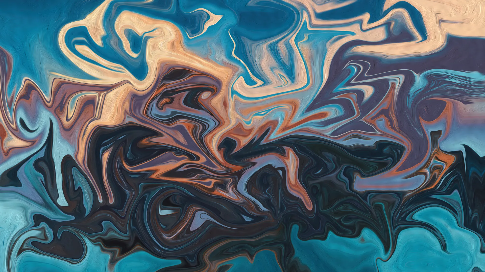 抽象 AI艺术 图片 流体 液体 蓝色 油画 飞溅油漆  电脑壁纸 4K壁纸