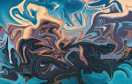 抽象 AI艺术 图片 流体 液体 蓝色 油画 飞溅油漆  电脑壁纸 4K壁纸