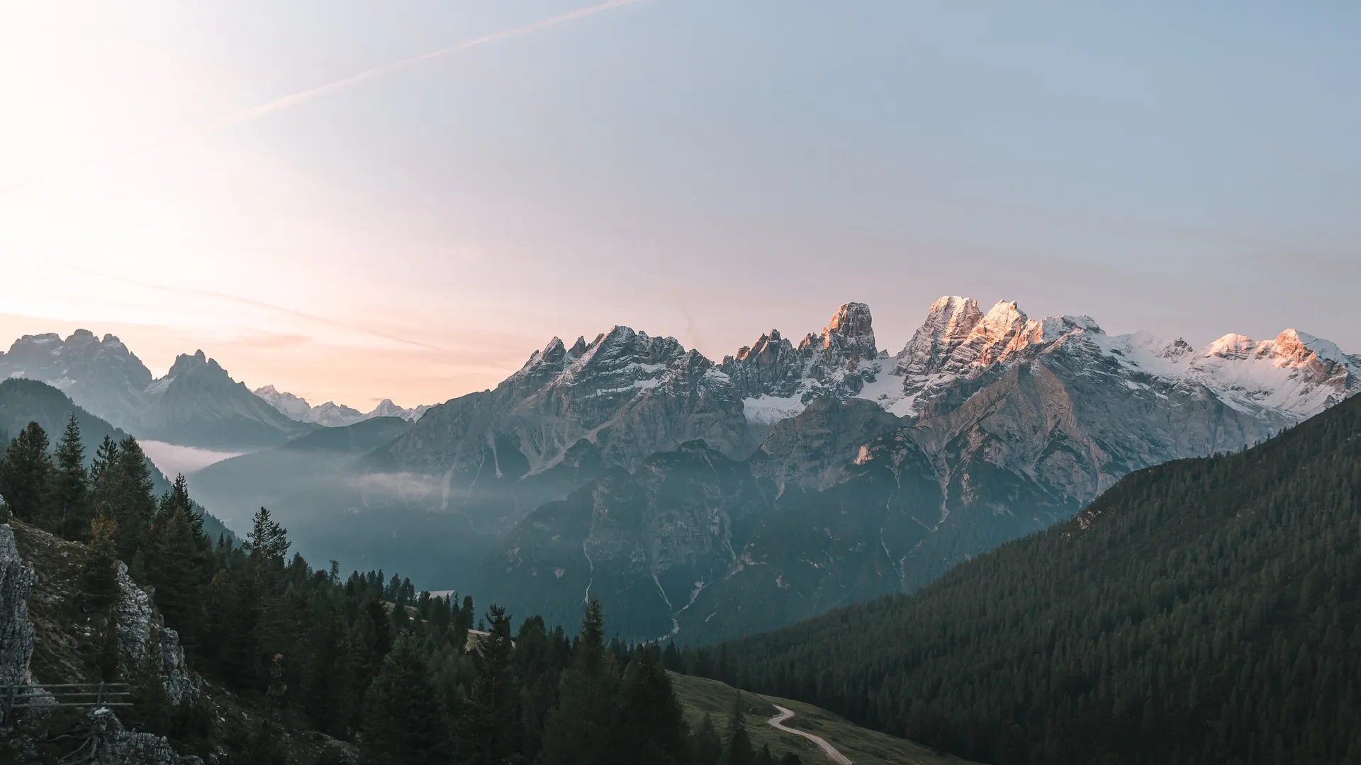 风景 山脉 雪 自然 森林 扇形-塞恩-普拉格斯自然公园 意大利 白云岩 电脑壁纸 4K壁纸