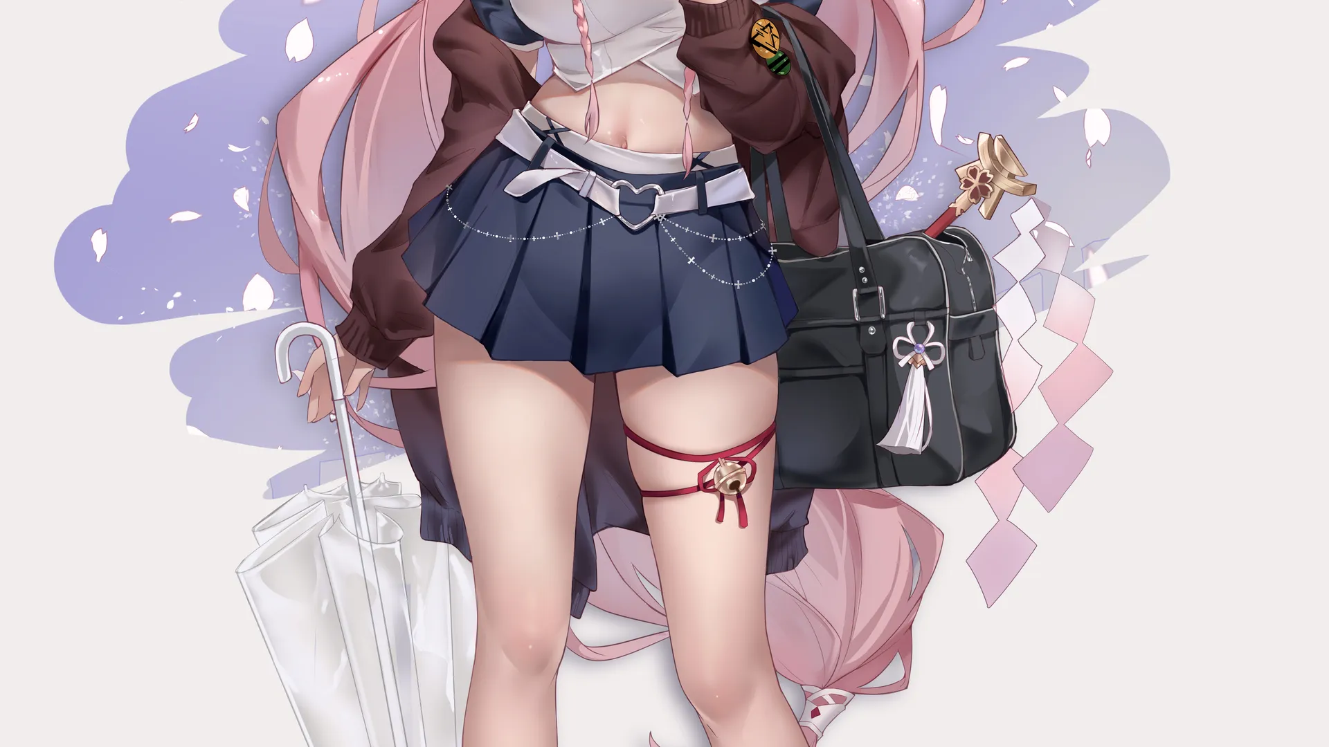 原神 粉色头发 动漫 动漫女孩 原神 紫色眼睛 雨伞  手机壁纸 4K壁纸