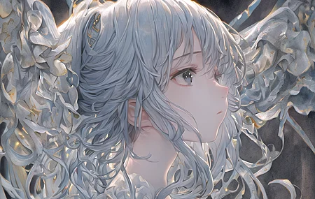 白发 长发 动漫 动漫女孩 艺术  电脑壁纸 4K壁纸