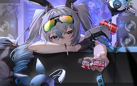 动漫 动漫女孩 兔子耳朵 控制器 电脑壁纸 4K壁纸