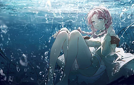 粉色头发 雅居 动漫 动漫女孩 水下 电脑壁纸 4K壁纸