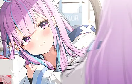 活力女孩 光子 反射 双色头发 彩色眼影 腮红  电脑壁纸 4K壁纸