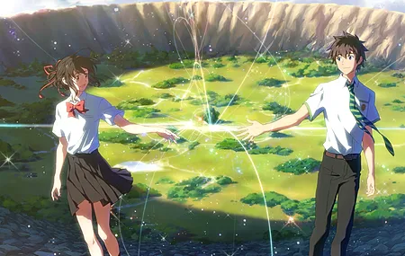 黑发 女人 站立 动漫 动漫女孩 动漫男孩 领带 男人 户外  电脑壁纸 4K壁纸