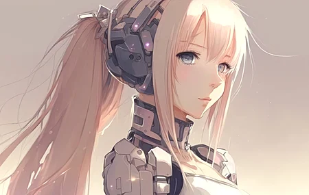 女人 马尾辫 人工智能艺术 插图 科幻小说 动漫女孩 简单背景  电脑壁纸 4K壁纸