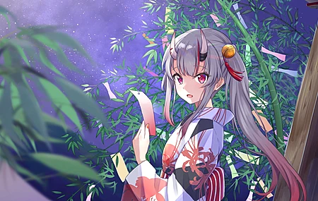 丝带 铃铛 发结 号角 竹子 女孩 服装 动漫女孩  电脑壁纸 4K壁纸