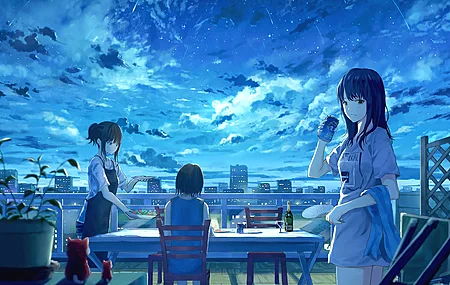 女性团体 动漫女孩 动漫 城市灯光  电脑壁纸 4K壁纸