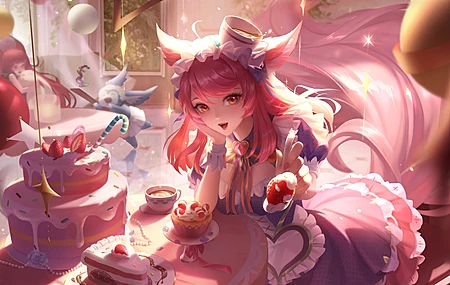 红发 王者荣耀  女仆 咖啡 蛋糕 动漫女孩  电脑壁纸 8K壁纸