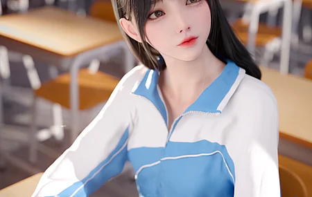 亚洲 幸运 AI艺术 黑发 教室 4K壁纸