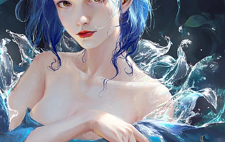 梦幻女孩 蓝头发 女人 手机壁纸 4K壁纸