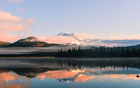 自然 风景 湖泊 水 天空 山 树 反射 雪峰 雪  电脑壁纸 4K壁纸