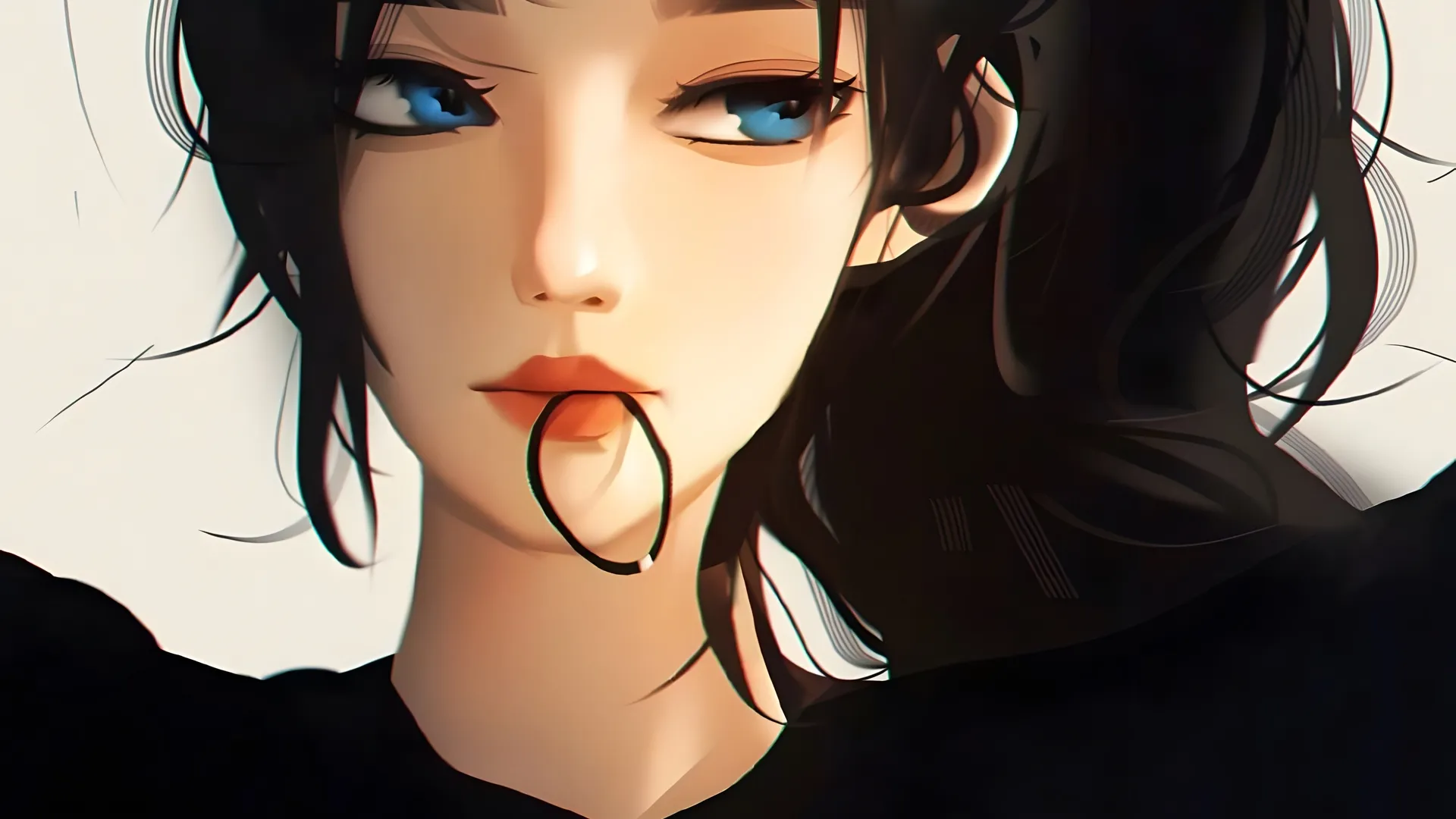 蓝眼睛 动漫 动漫女孩 黑发 手机壁纸 4K壁纸