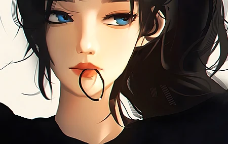 蓝眼睛 动漫 动漫女孩 黑发 手机壁纸 4K壁纸