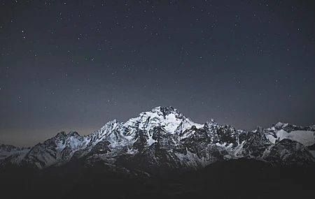 风景 山脉 自然 夜晚 星星 雪帽  电脑壁纸 4K壁纸