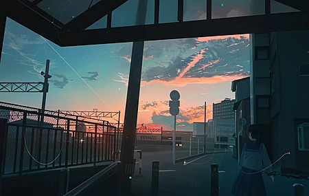 动漫 城市 天空 阳光 摩尔赛  电脑壁纸 4K壁纸