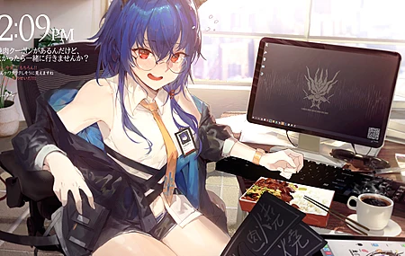 红眼睛 蓝头发 动漫 动漫女孩  电脑壁纸 4K壁纸