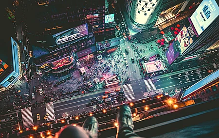 纽约市 摩天大楼 交通 时代广场 路灯 顶视图  电脑壁纸 4K壁纸