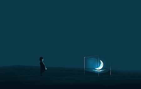 优雅 AI艺术 图片 插图 极简主义 月亮 抽象 电脑壁纸 4K壁纸