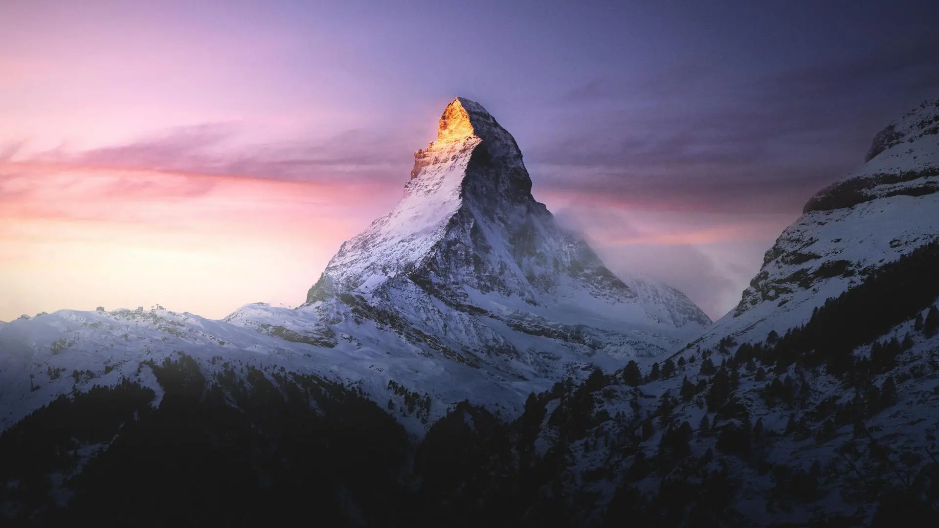  山脉 自然 摄影 云 日落 森林 山峰 雪 欧洲 电脑壁纸 8K壁纸