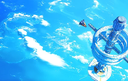 空间站 宇宙飞船 AI艺术 云 环形空间 戒指  电脑壁纸 4K壁纸