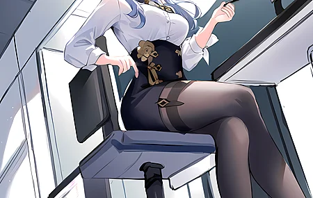 感伤 低角度 眼镜 连裤袜 紫色眼睛 4K壁纸