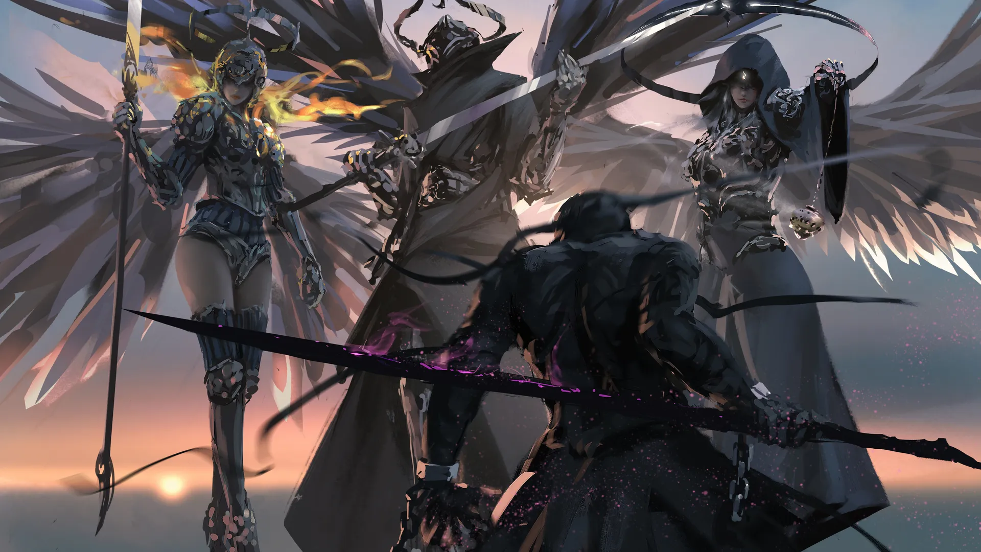  AI艺术 翅膀 长矛 奇幻艺术  电脑壁纸 4K壁纸