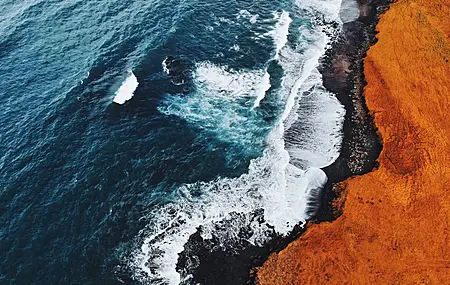 自然 水域 鸟瞰 海岸 大海 波浪  电脑壁纸 4K壁纸