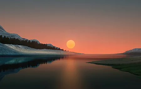 AI艺术 风景 太阳 水 自然 日落 夕阳辉光 电脑壁纸 4K壁纸