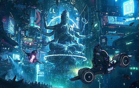 赛博朋克  雕像 车辆 科幻小说 AI艺术 电脑壁纸 4K壁纸