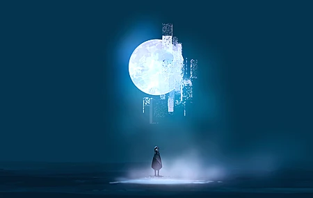 优雅 AI艺术 图片 插图 概念艺术 环境 风景 抽象 绘画 天空 月亮  电脑壁纸 4K壁纸