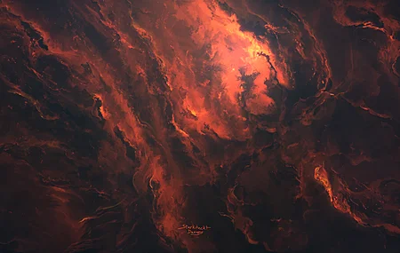  空间 橙色背景 抽象 空间艺术 AI艺术  电脑壁纸 4K壁纸