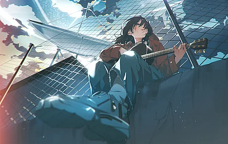 动漫女孩 音乐 云 乐器  电脑壁纸 4K壁纸