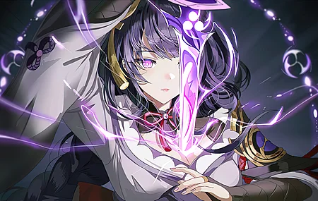 鼹鼠 眼底痣 紫色头发 动漫女孩 雷登幕府 原神 剑 紫色眼睛  电脑壁纸 4K壁纸