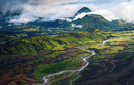 自然 风景 河流 山脉 天空 云  电脑壁纸 4K壁纸