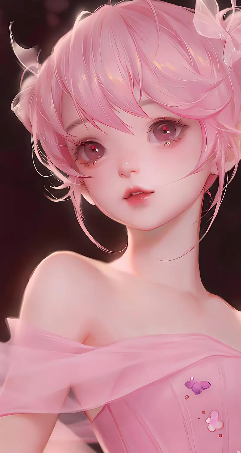 粉色头发 动漫 动漫女孩 紫色眼睛 萝莉 手机壁纸 4K壁纸