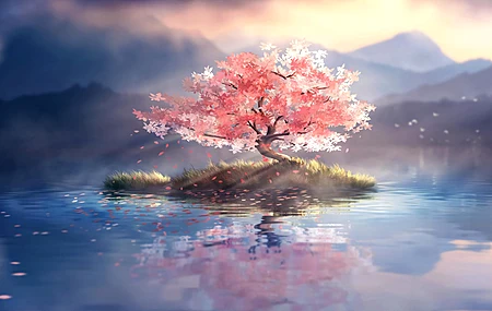 树 水 自然 山 动漫  电脑壁纸 4K壁纸