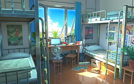 学习 床 漫画  电脑壁纸 4K壁纸