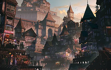 AI艺术 城市 建筑 霓虹灯 电脑壁纸 4K壁纸