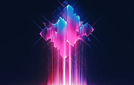 抽象 小故障艺术 条纹 AI艺术 噪音 蓝色背景 简单背景 数字发光  电脑壁纸 4K壁纸