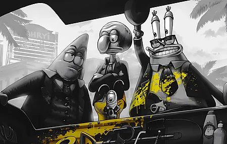 鱿鱼触手 帕特里克星 海绵宝宝方裤  电脑壁纸 8K壁纸