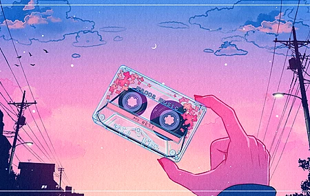 盒式磁带 日落 天空 电脑壁纸 4K壁纸