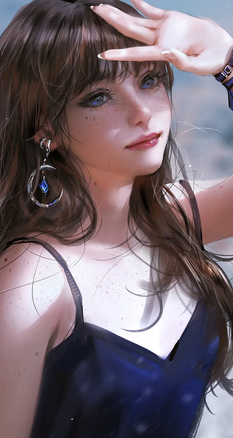 梦幻女孩 女人 女孩子 深色头发 绘画 梦幻艺术 珠宝 手机壁纸 4K壁纸