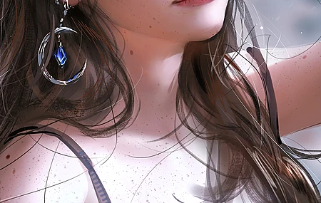 梦幻女孩 女人 女孩子 深色头发 绘画 梦幻艺术 珠宝 手机壁纸 4K壁纸