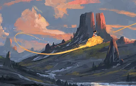 动漫 风景 天空 云 艺术状态 自然 动漫男孩 龙珠 孙悟空  电脑壁纸 4K壁纸